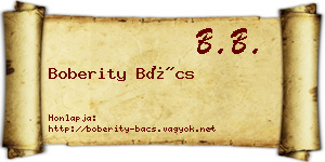 Boberity Bács névjegykártya